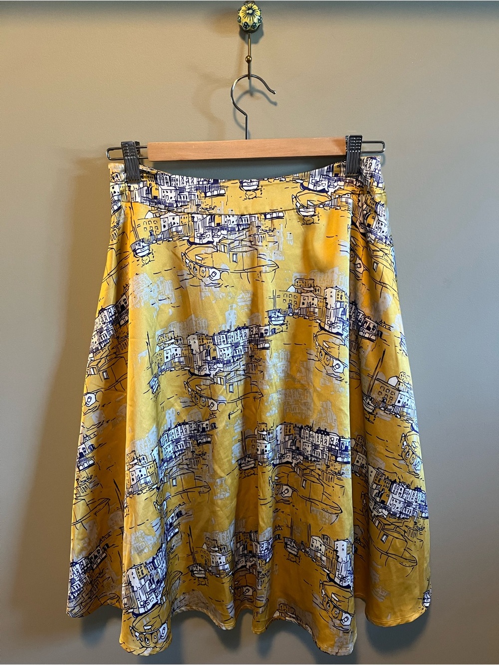 The Limited‎ Yellow & Navy Scenic Circle Skirt